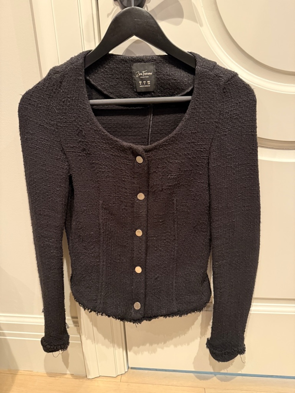 Zara Black Textured Snap-Front Jacket - Picture 1 of 4